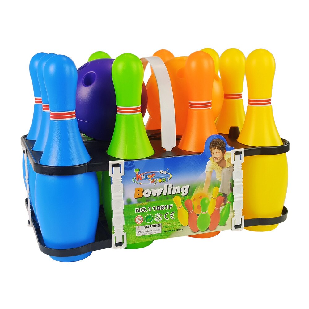 Set 10 piese pentru bowling, KingSport, Plastic, 3+, 26 cm, Multicolor