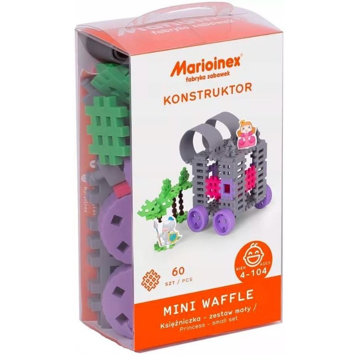 Set de constructie Waffle, Marioinex, Spuma, 60 elemente, Multicolor, + 4 ani