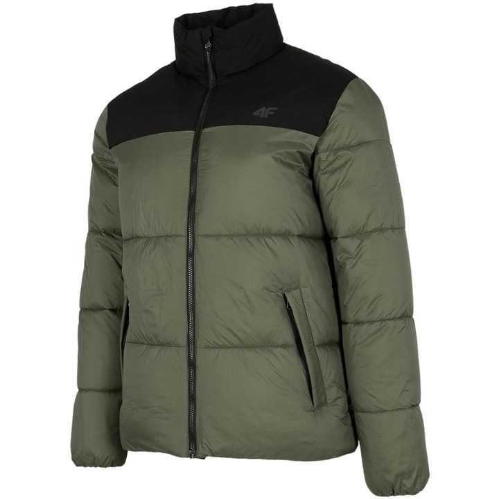 Férfi sportdzseki, 4F, fekete/khaki, Fekete/Khaki, S