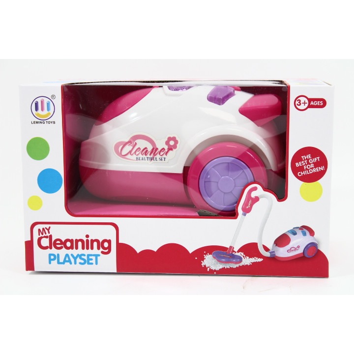 Aspirator cu baterie pentru copii, Leming Toys, Plastic, Roz/Alb, + 3 ani