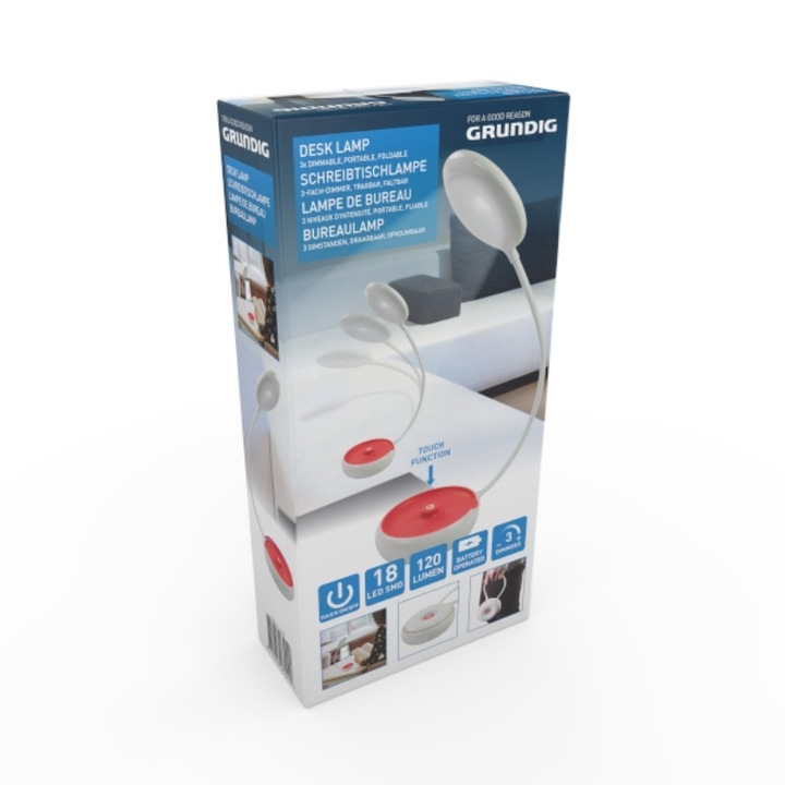 Grundig - Lampa de birou pliabila, LED 15cm, Portocaliu