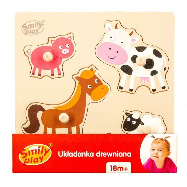Puzzle pentru copii, Smily Play, Lemn, 18m+, Multicolor