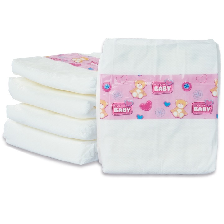 Set 5 scutece pentru papusa, Simba, 30-43 cm, Alb