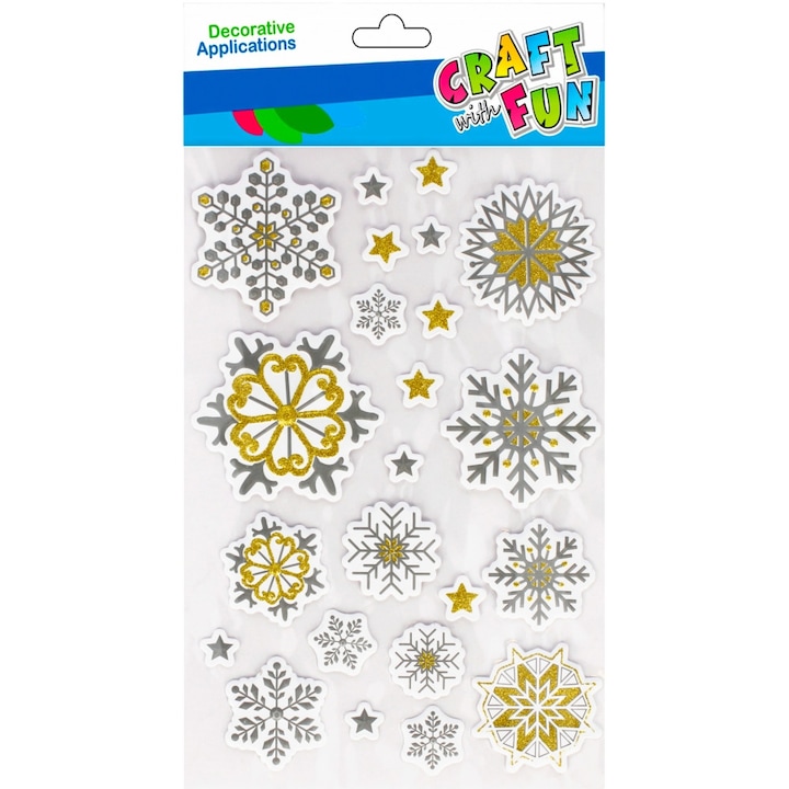 Комплект от 23 декоративни блестящи стикера, Craft with Fun, многоцветни, 15x26x1cm