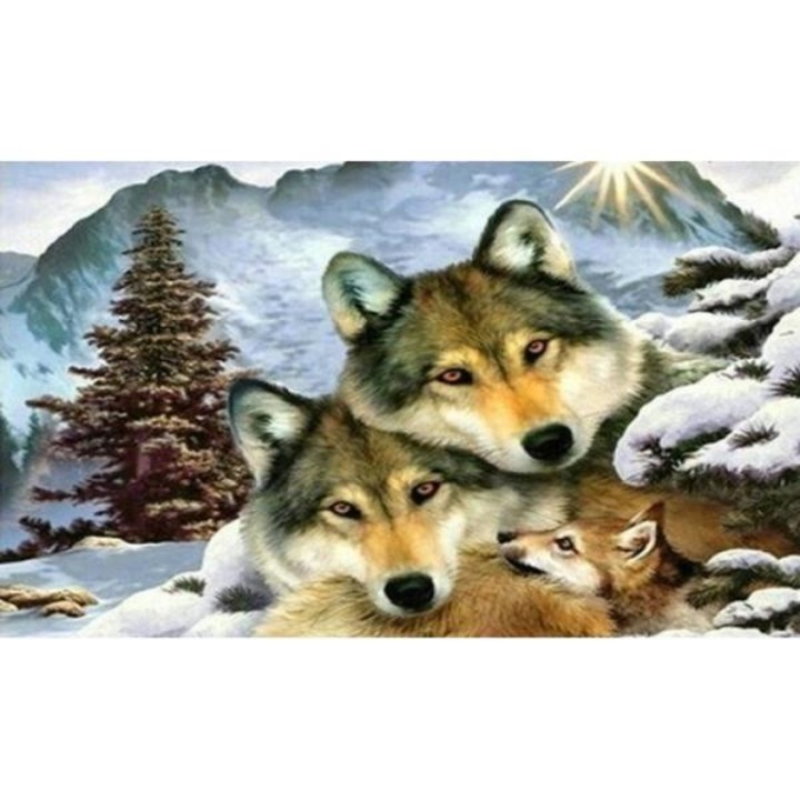 Set pictura cu diamante Mozaika, model lupi