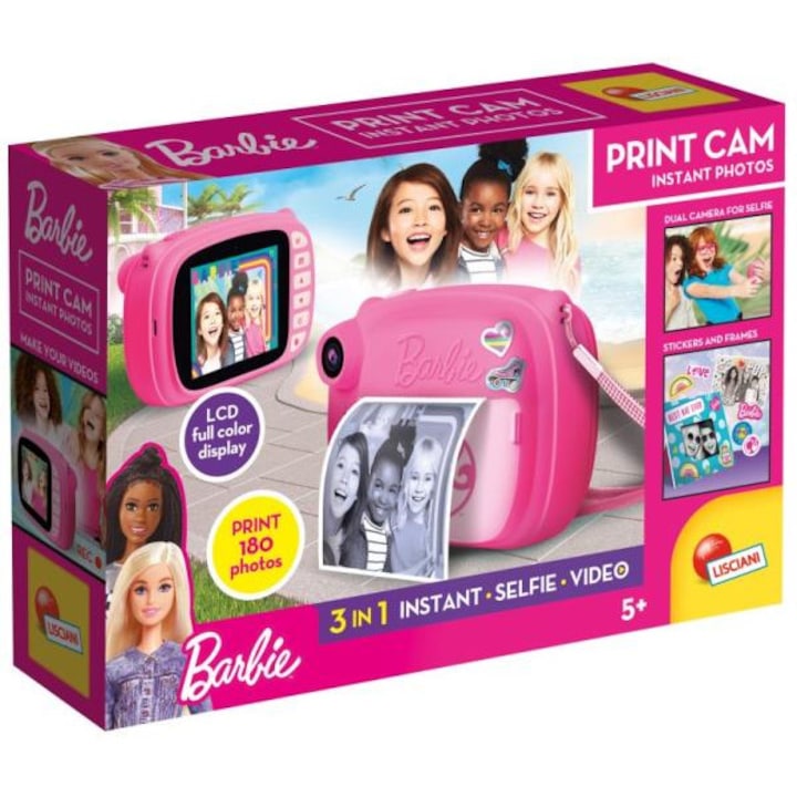 Lisciani Barbie 3 az 1-ben instant fényképezőgép, 5 éves kortól, rózsaszín