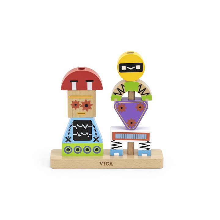 Комплект блокове за подреждане на роботи Viga, Дърво, 165 x 160 x 60 mm, Многоцветни, 22 части