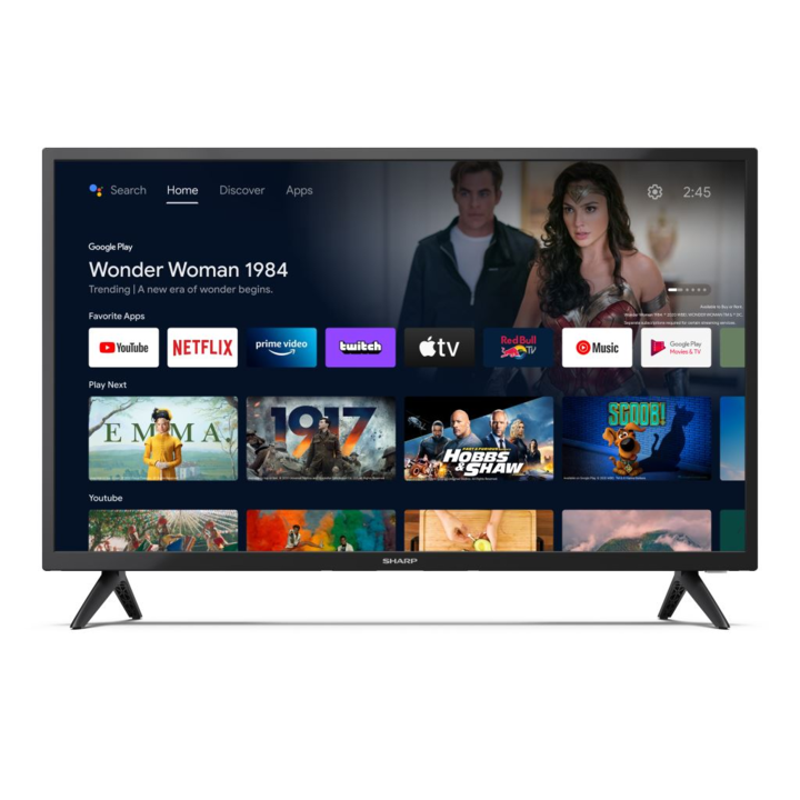 Телевизор Sharp LC-32FG2EB, 32”, FULL HD, LED Android TV, Черен