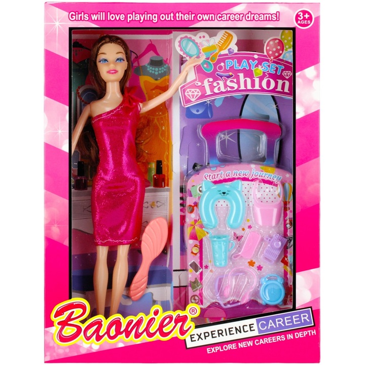 Baba, Műanyag/Textil, 29 cm, Többszínű