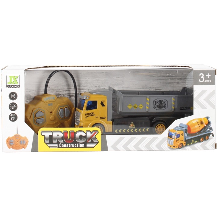 Jaxing távirányítós játékkamion, műanyag, 3 éves kortól, sárga/szürke