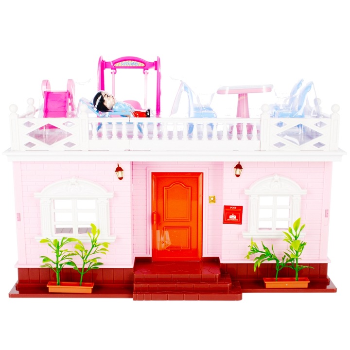 Casuta papusi, Plastic, 34 x 24 x 18 cm, Multicolor