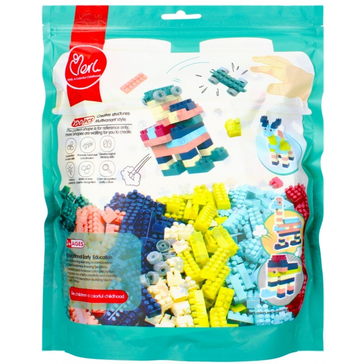 Set de constructie, 120 piese, 3 ani+, Multicolor