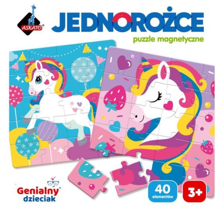 Puzzle, Askato, 40 piese, Model unicorn, Multicolor