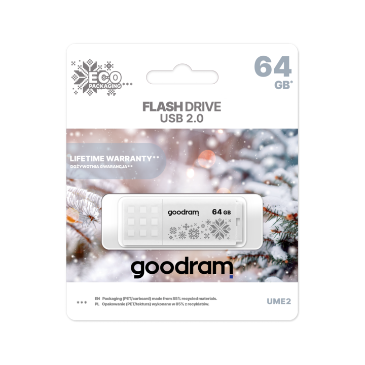 USB memória, Goodram, USB 2.0, 64 GB, Fehér