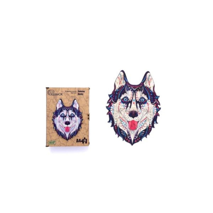 Puzzle, Fa, Husky Shape, 6 év+, Többszínű