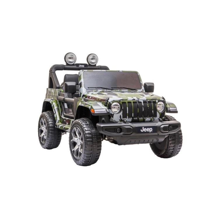 Електрическа кола за деца, Rubicon, модел Jeep Wrangler, USB/SD, Пластмаса/Кожа, Многоцветен