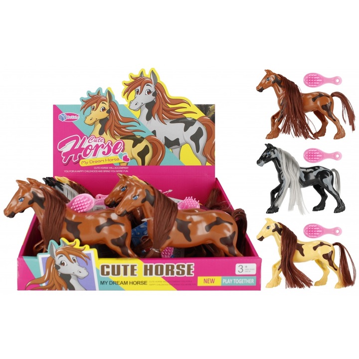 Set figurine cai, Mega Creative, Cu accesorii, 18 cm