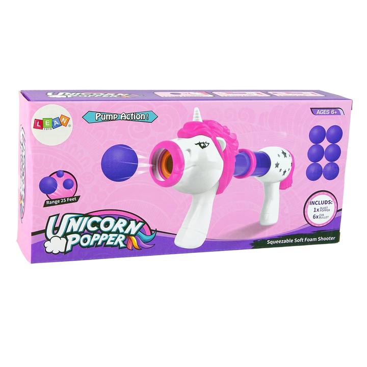 Играчка пистолет, постно, еднорог, 6+