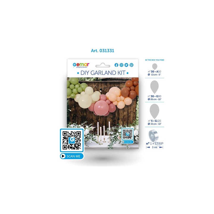 Csináld magad lufi girland készlet - natúr színekben - 3 m