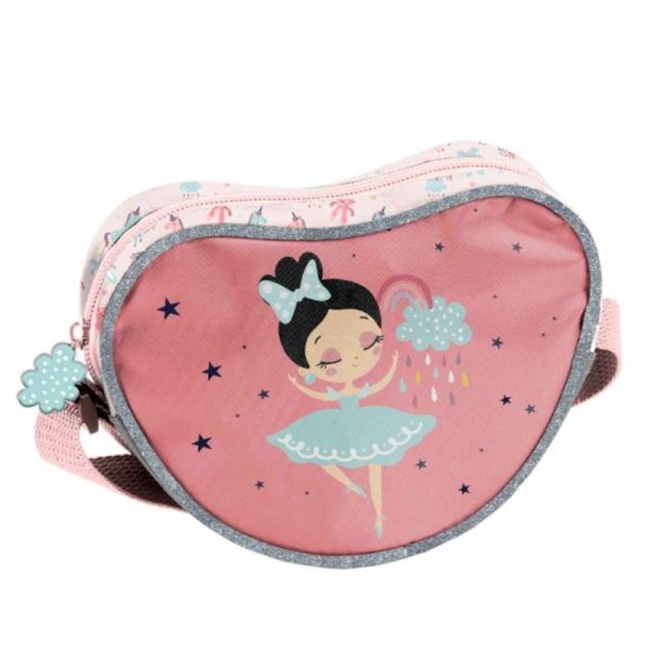 Модел детска чанта балерина, Paso, Полиестер, 18 x 14 x 3 см, Розова