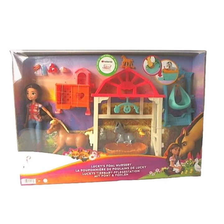 Set papusa si grajd Spirit, Animalute, Accesorii, Plastic, Multicolor