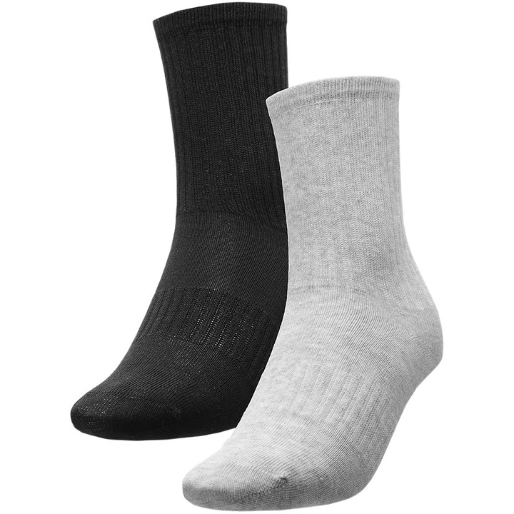 4F, 2 чифта чорапи за момчета, памук/полиамид, черно/сиво, 36-38