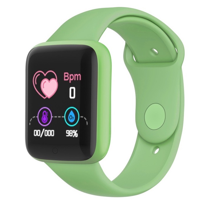 Smartwatch, Silicon/Aliaj, 240x240, 180mAh, Verde