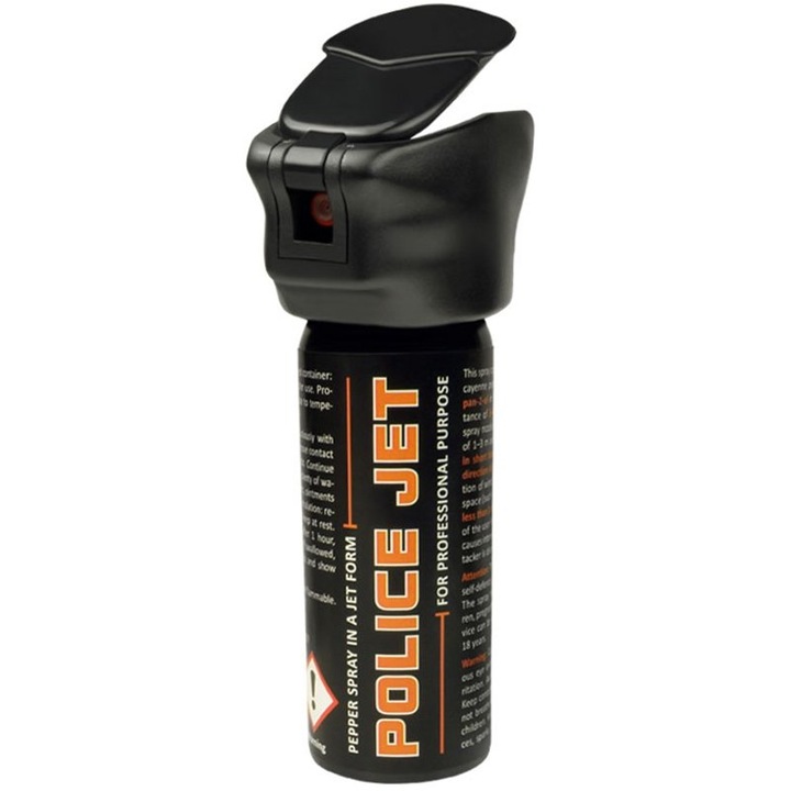 Spray Paralizant Cu Piper Esp Police Jet, Capacitate 50 ml, Jet Lichid Precis Rezistent La Vant, Raza De Actiune Lunga, Substanta Iritanta OC Concentrata, Ideal Pentru Autoaparare Si Protectie Personala, Siguranta In Utilizare, Negru/Galben
