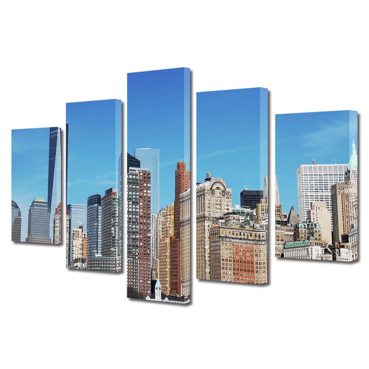 Set Tablouri Multicanvas 5 Piese Urban Orase New York, 70 x 125 cm