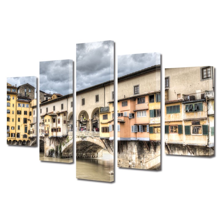 Set Tablouri Multicanvas 5 Piese Urban Orase florenta Italia, 70 x 125 cm