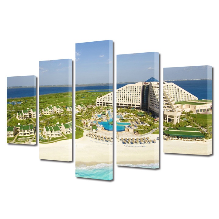 Set Tablouri Multicanvas 5 Piese Urban Orase Cancun Mexic, 70 x 125 cm