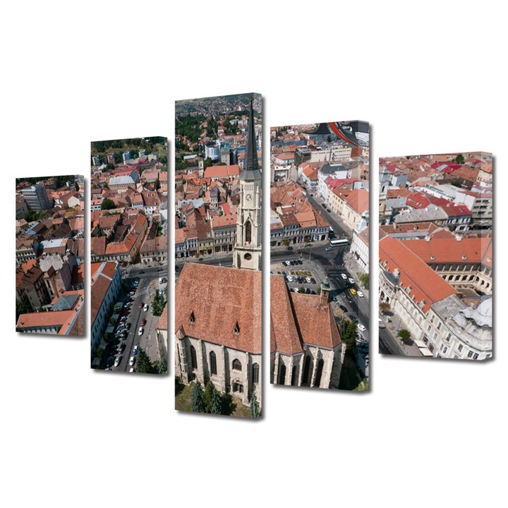 Set Tablouri Multicanvas 5 Piese Urban Orase In Cluj de sus, 70 x 125 cm