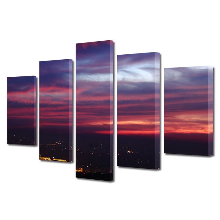 Set Tablouri Multicanvas 5 Piese Urban Orase Pe inserate, 70 x 125 cm