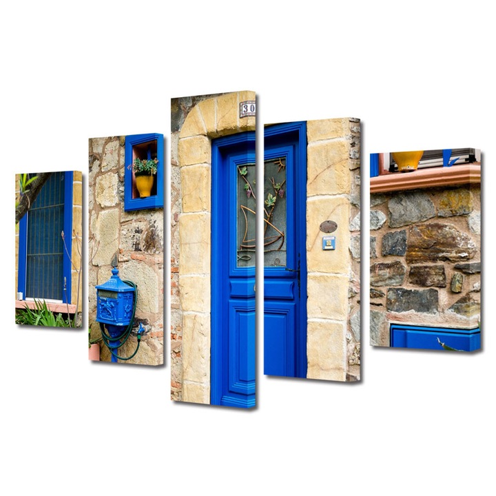 Set Tablouri Multicanvas 5 Piese Urban Orase In Franta, 70 x 125 cm