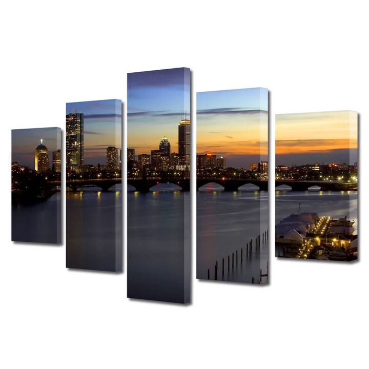 Set Tablouri Multicanvas 5 Piese Urban Orase New York, 70 x 125 cm