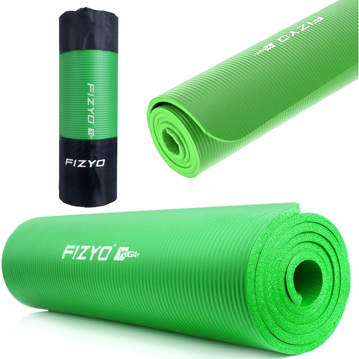 Jóga, fitness, aerobic szőnyeg Fizyo Fityo Green, 183x61x1cm, NBR hab, szintetikus gumi