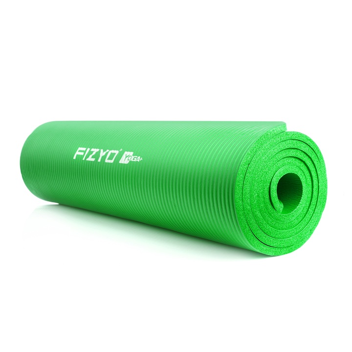 Saltea pentru yoga, fitness, aerobic Fizyo Fityo Green, 183x61x1cm, Spuma NBR, cauciuc sintetic