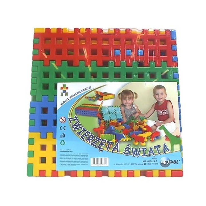 Set 56 piese constructie Mej-Pol, Plastic, 1 an+, Multicolor
