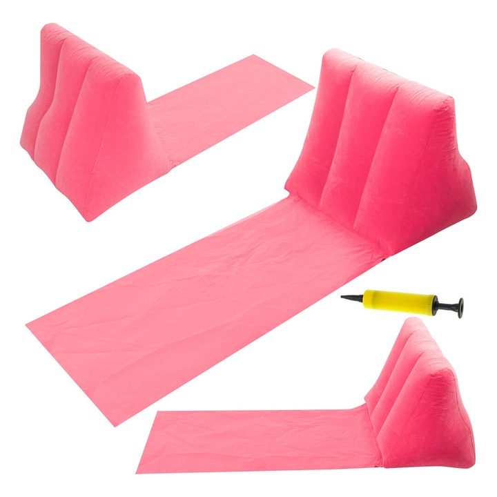 Felfújható nyugágy háttámlával, rózsaszín