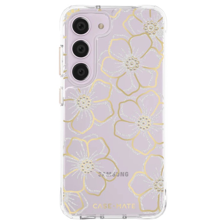 Husa telefon, Case mate, Samsung Galaxy S23, Model floral, Transparenta