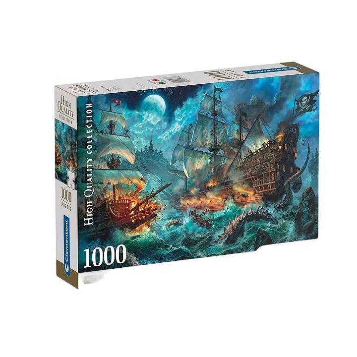 Пъзел High Quality Collection, Clementoni, Compact Pirates Battle, 1000 части