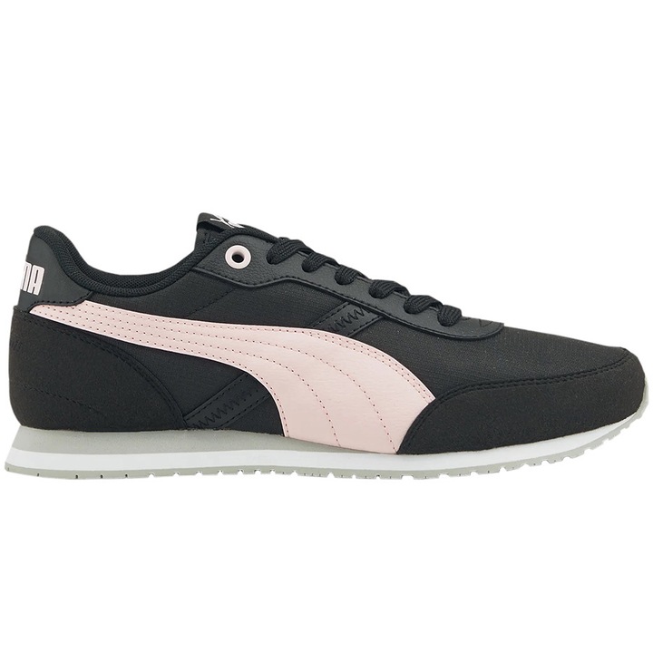 Puma, Спортни обувки Runner Essential с лого, Черен/Розово