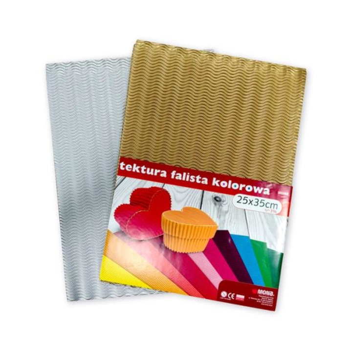 Carton ondulat 3D, B4, 10 coli, Auriu/Argintiu