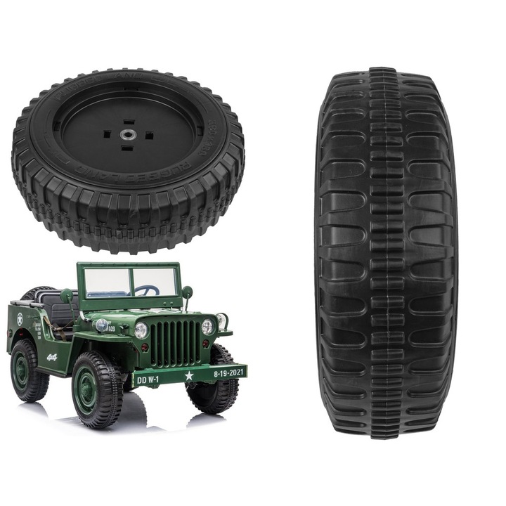 Колело за детска кола, Дунапрен, 390х130мм, Черно