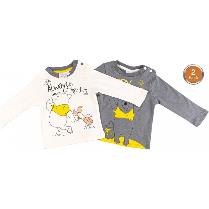 Set 2 bebe Winnie the Pooh, Alb/Gri, 86-92 CM