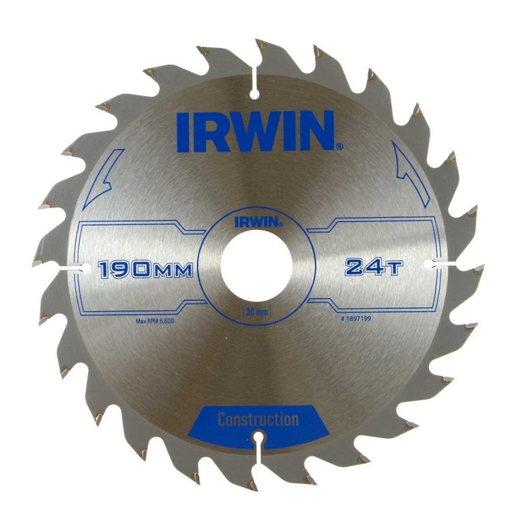 Нож за трион, Irwin, За дърво, 190x mm, 24 зъба, Сив