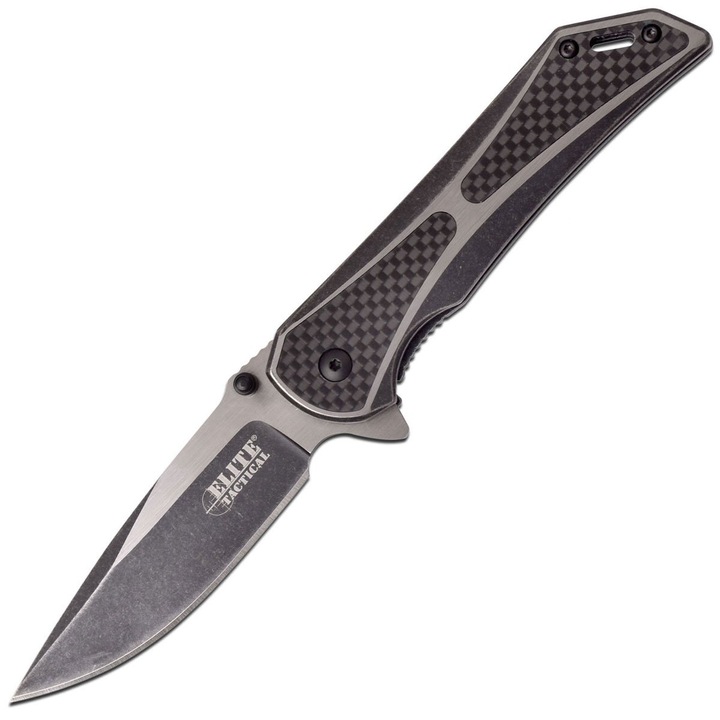 Cutit pliabil Elite, Master Cutlery, Inox/Carbon, 20.3 cm, Negru