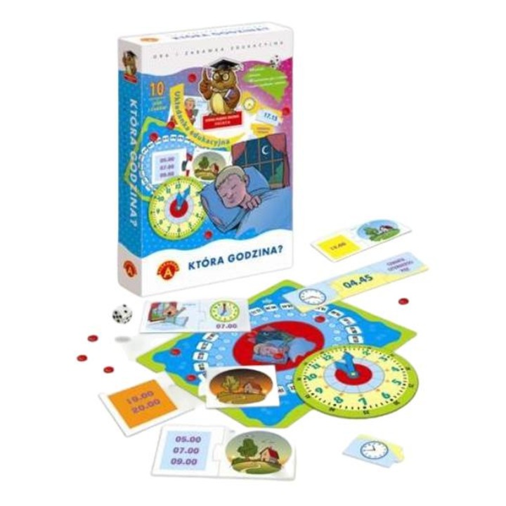 Joc educational copii "What time is it", Alexander, Hartie/Plastic, 19 x 29 x 4 cm, 5+ ani, Multicolor