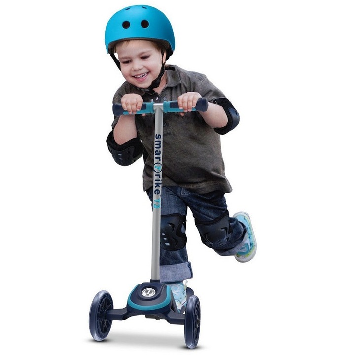 Тротинетка, Smart Trike, 3 колела, пластмаса, метал, синьо, сиво
