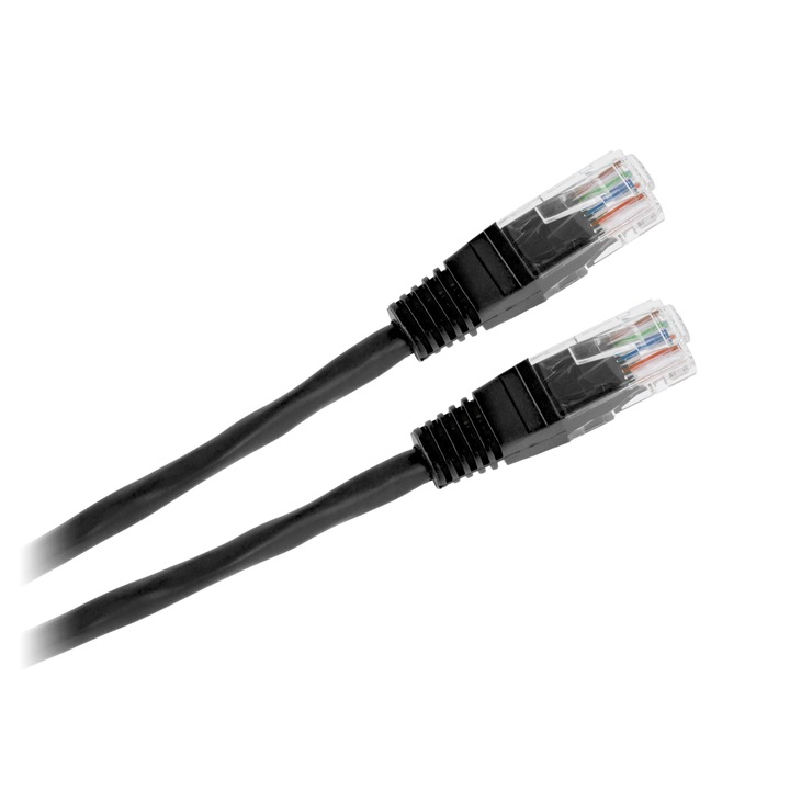 Cablu patchcord, Tres, UTP, 0,5 m, Negru